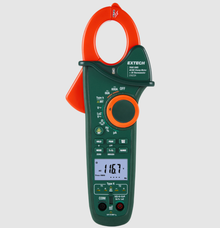 600 A Dual Input Clamp Meter with IR Thermometer & NCV