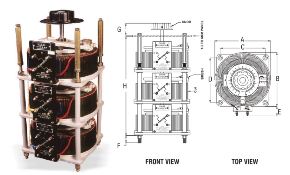 Varivolt - Three Phase Flush / Back of panel / Open Mounting Type