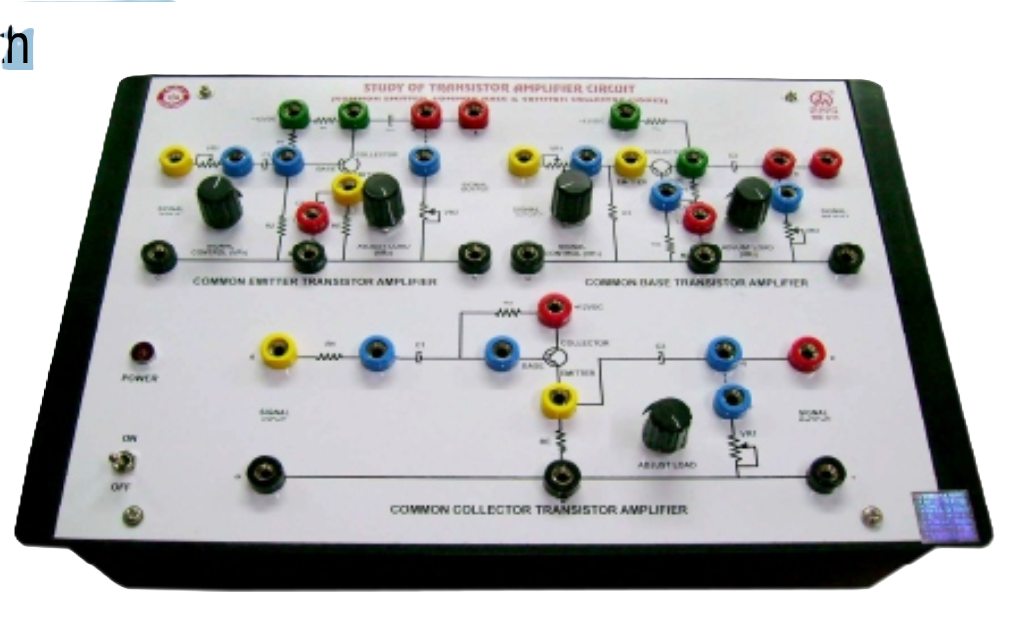 Study of Transistor Amplifier Circuits (With in Common Base, Common Emitter & Common Collector Mode)
